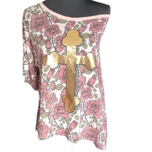 Wildfox floral one sleeve blouse Size M